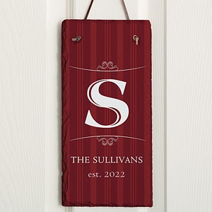 Elegant Monogram Personalized Vertical Slate Plaque - 16966