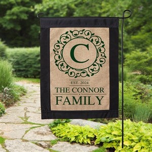 Circle & Vine Monogram Personalized Burlap Garden Flag - 17015