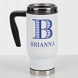 Personalized Travel Tumbler Coffee Mug with Handle - Engraved Custom  Monogrammed - 14 oz (Silver)