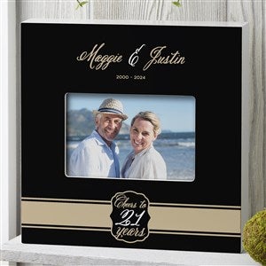 Cheers To Then & Now Anniversary Personalized 4x6 Box Frame - Horizontal - 17075-BH