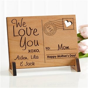 Sending Love To Mom Personalized Natural Wood Postcard