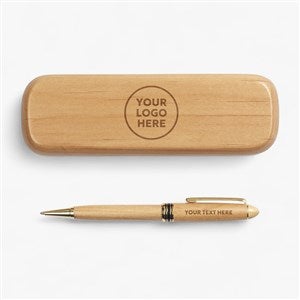 Personalized Logo Engraved Alder Wood Pen Set - 17186