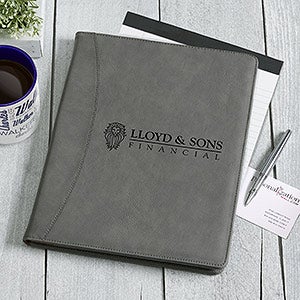 Personalized Logo Charcoal Padfolio - 17188