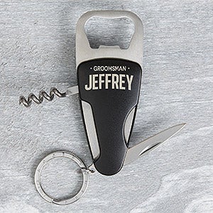 Groomsman Multi-Tool Personalized Bottle Opener Key Chain - 17191