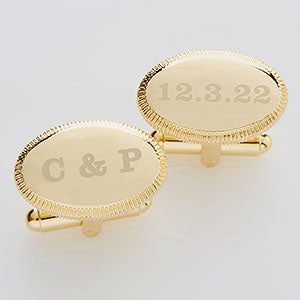 Wedding Date Engraved Gold Cufflinks - 17210