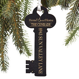 New Home Personalized Black Wood Key Ornament - 17235-BLK