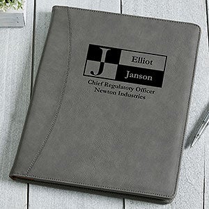 Sophisticated Style Charcoal Personalized Portfolio - 17249-C