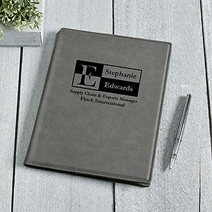 Sophisticated Style Charcoal Personalized Padfolio - 17250-C