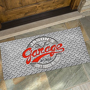 His Garage Rules Personalized Oversized Doormat- 24x48 - 17296-O