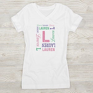 Repeating Name Personalized Girl's Fitted Tee - 17315-FT