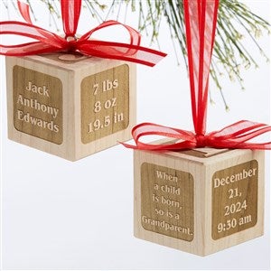 A Grandparent is Born Personalized Wood Block Ornament - 17327D