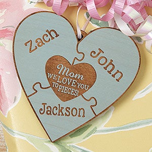 We Love Her To Pieces Blue Wood Gift Topper - 17334-B