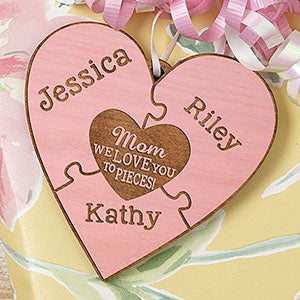 We Love Her To Pieces Pink Wood Gift Topper - 17334-P