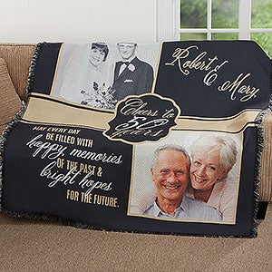 Cheers To Then  Now Anniversary Personalized 56x60 Woven Throw - 17377-A