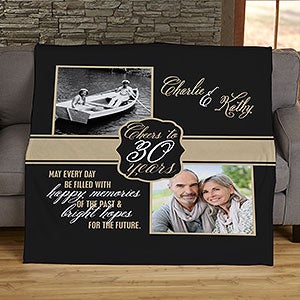 Cheers To Then  Now Anniversary Personalized 60x80 Plush Fleece Blanket - 17377-FL