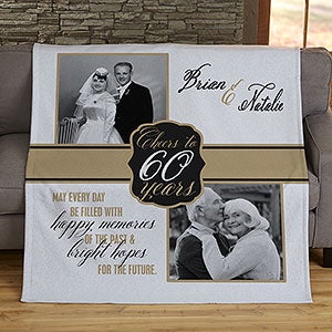 Cheers To Then & Now Anniversary Personalized 50x60 Sweatshirt Blanket - 17377-SW