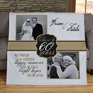 Cheers To Then & Now Anniversary Photo 50x60 Sweatshirt Blanket - 17377-SW