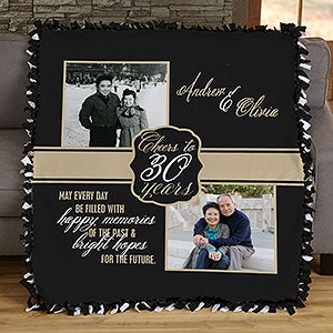 Cheers To Then & Now Anniversary Personalized 50x60 Tie Blanket - 17377-T