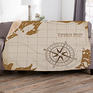 Compass Inspired Retirement Personalized 50x60 Sherpa Blanket - 17384-S