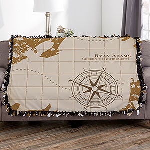 Compass Inspired Retirement Personalized 50x60 Tie Blanket - 17384-T