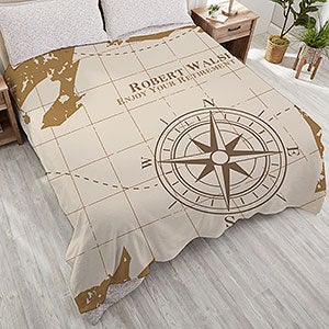 Compass Inspired Retirement Personalized 90x90 Plush Fleece Blanket - 17384-QU