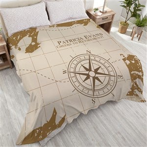 Compass Inspired Retirement Personalized 90x108 Plush King Fleece Blanket - 17384-K