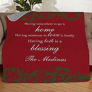 Family Blessings Personalized 50x60 Quilted Blanket - 17389-Q