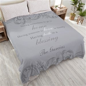 Family Blessings Personalized 90x90 Plush Fleece Blanket - 17389-QU