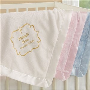 Embroidered Religious Baby Blanket - Joyful Blessing - Ivory - 17402