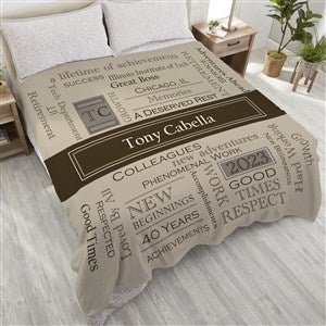 Retirement Personalized 90x90 Plush Queen Fleece Blanket - 17405-QU