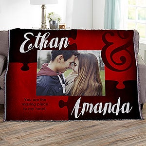 Missing Piece To My Heart Personalized 56x60 Woven Photo Throw - 17423-A