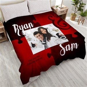 Missing Piece To My Heart Personalized 90x90 Plush Queen Fleece Photo Blanket - 17423-QU