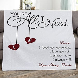 Youre All I Need Personalized 50x60 Sweatshirt Blanket - 17427-SW