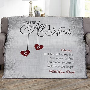 Youre All I Need Personalized 56x60 Woven Throw - 17427-A