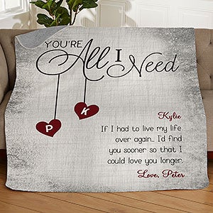 You're All I Need Personalized 50x60 Quilted Blanket - 17427-Q