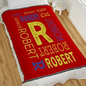 Kids Name Personalized 56x60 Woven Throw Blanket for Kids - 17428-A