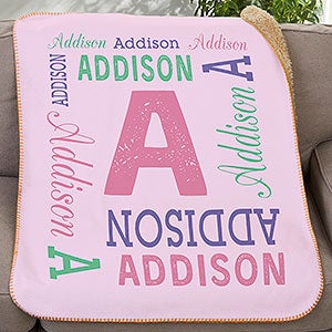 Repeating Name Personalized 30x40 Sherpa Blanket - 17428-SS