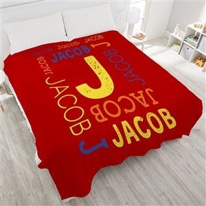 Repeating Name Personalized 90x90 Plush Queen Fleece Blanket - 17428-QU