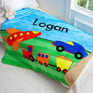 Personalized 50x60 Sherpa Blanket for Boys - 17432-S