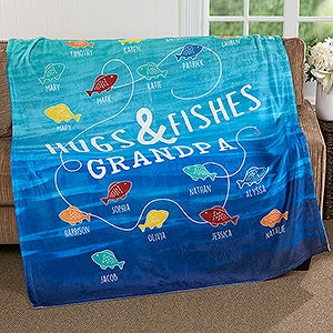 Personalized Fleece Blanket 50x60 Hugs & Fishes - 17434-F