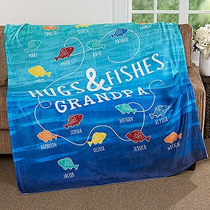 Hugs & Fishes Personalized 50x60 Plush Fleece Blanket - 17434-F