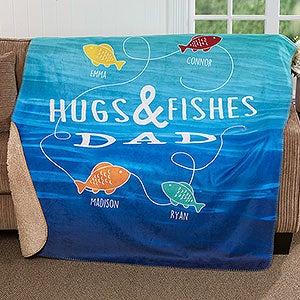 Hugs & Fishes Personalized 60x80 Sherpa Blanket - 17434-SL