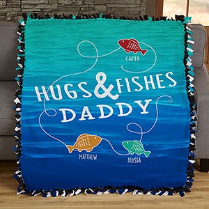Hugs & Fishes Personalized 50x60 Tie Blanket - 17434-T