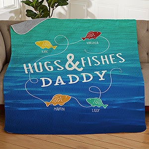 Hugs & Fishes Personalized 50x60 Quilted Blanket - 17434-Q
