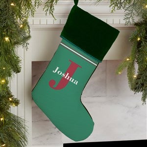 Name & Monogram Personalized Green Christmas Stockings - 17440-G