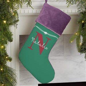 Name & Monogram Personalized Purple Christmas Stocking - 17440-P