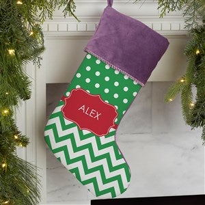 Preppy Chic Personalized Purple Christmas Stocking - 17445-P