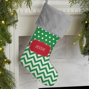 Preppy Chic Personalized Grey Christmas Stocking - 17445-GR