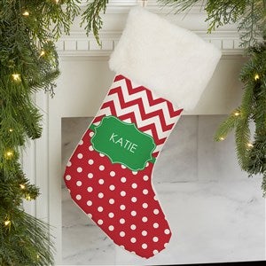 Preppy Chic Personalized Ivory Fur Christmas Stocking - 17445-IF