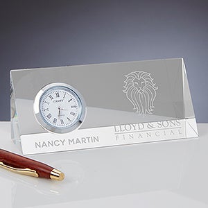 Personalized Logo Crystal Triangle Side Clock - 17448